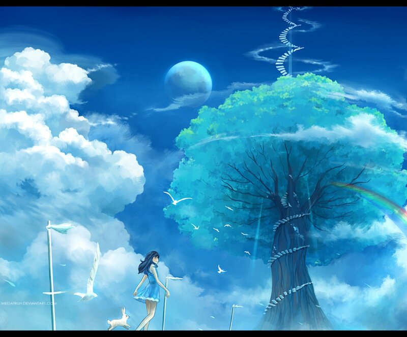 Girl Walking with Rabbit