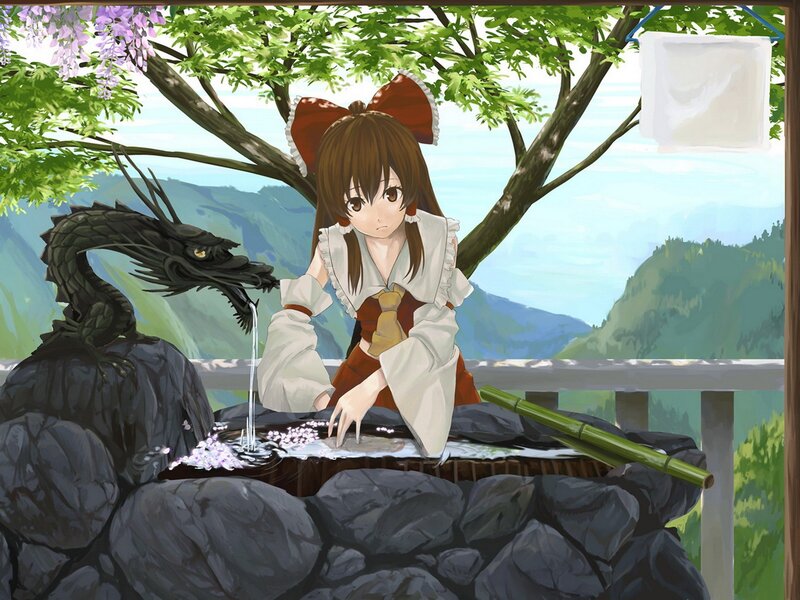 Girl washing with a dragon