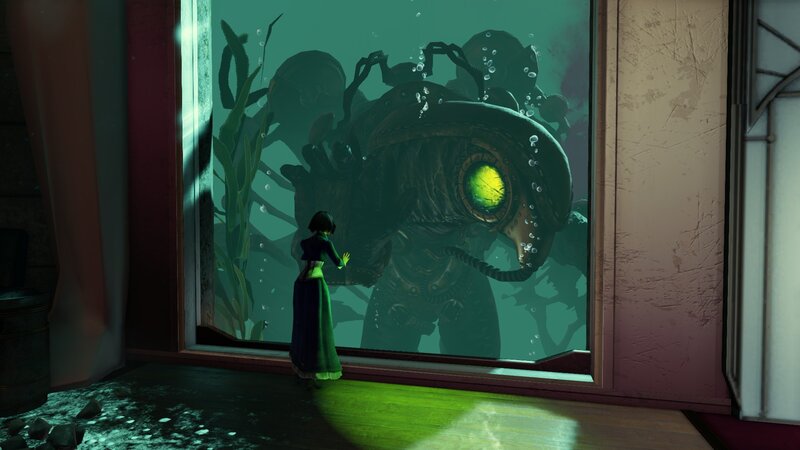 girl watches sea monster