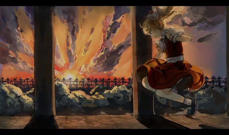 Girl watching a fiery explosion