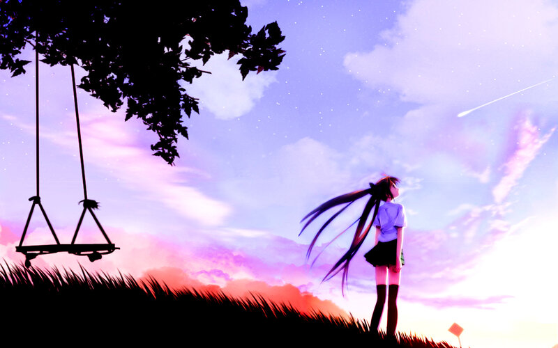 Girl watching a shooting star