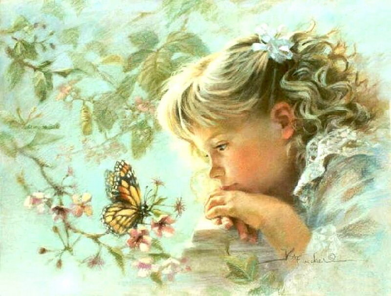 Girl Watching Butterfly