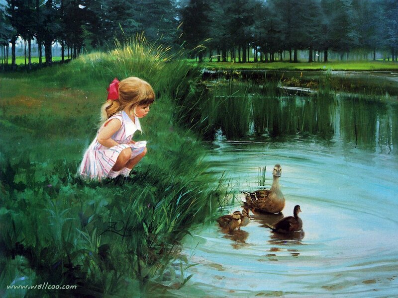 Girl Watching Ducks