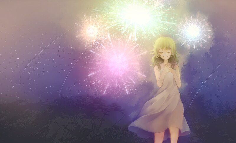 Girl Watching Fireworks — Purple