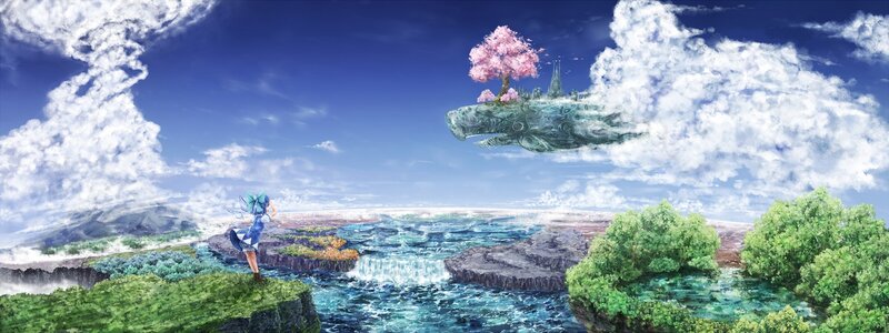 girl watching flying whale