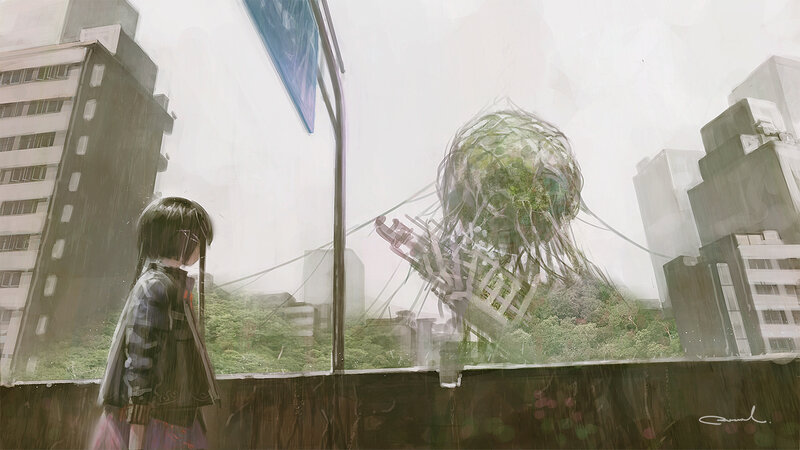 Girl Watching Giant Robot
