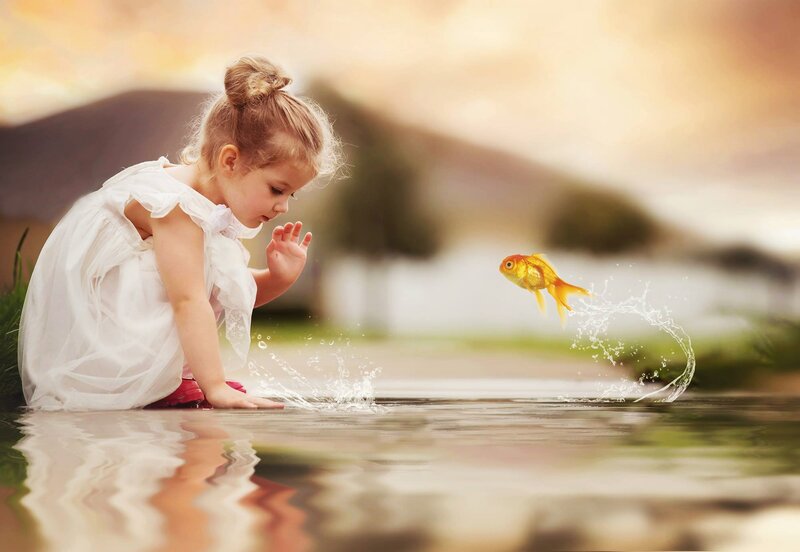 Girl Watching Goldfish