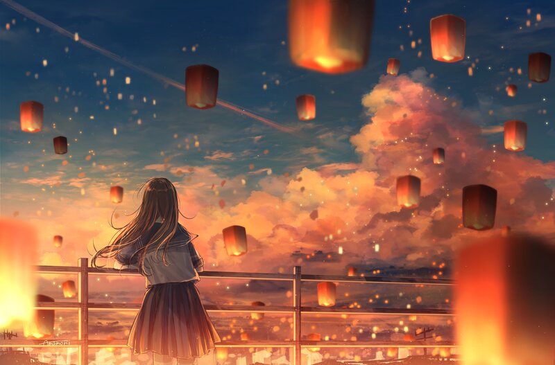 Girl Watching Lanterns