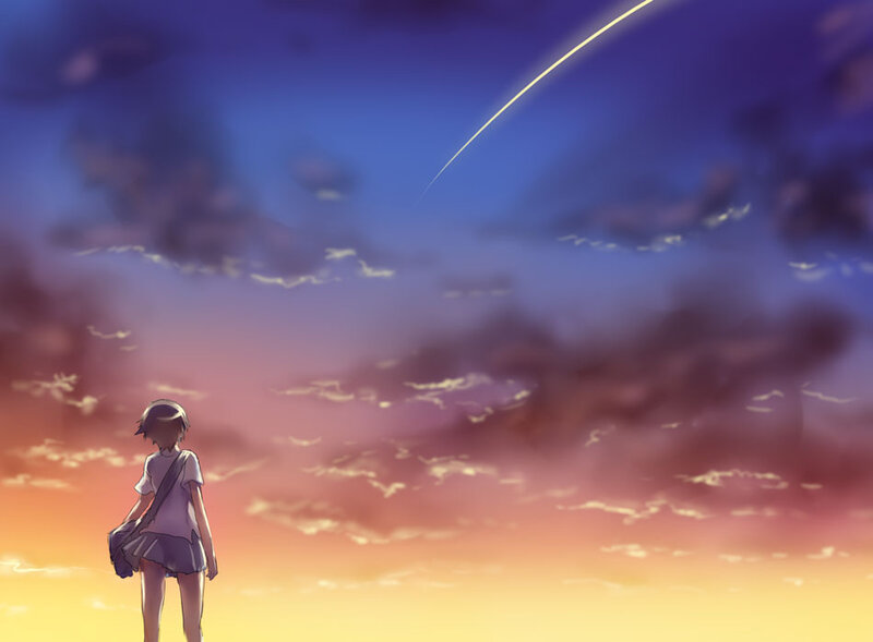 girl watching meteor shower