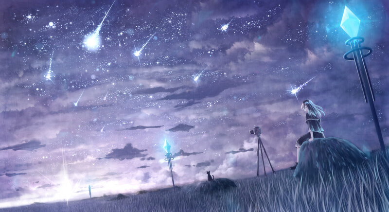 Girl Watching Meteor Shower — Purple