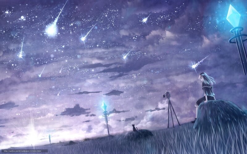 Girl watching meteor shower