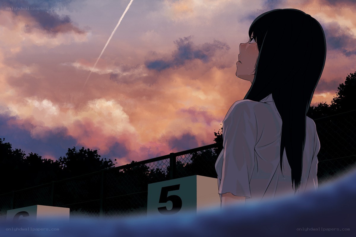 girl watching sunset