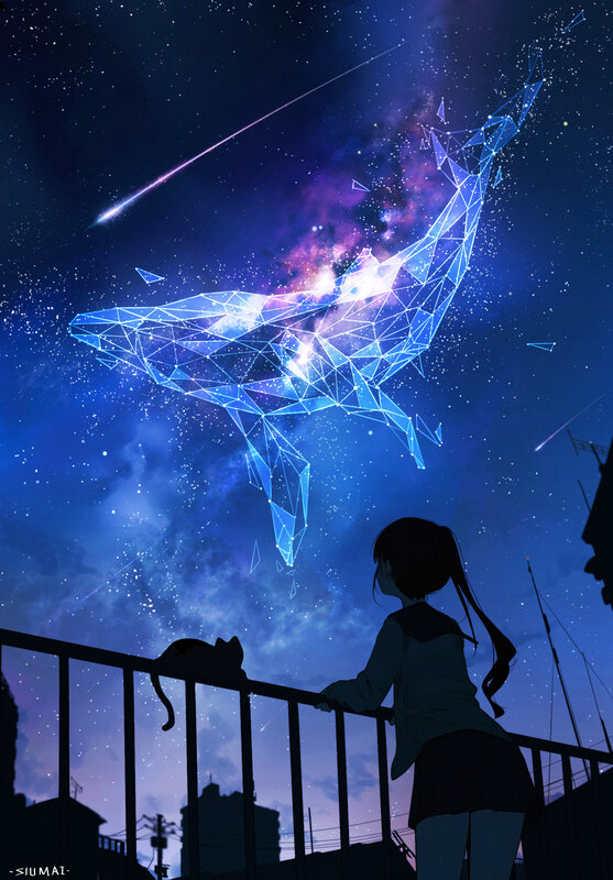Girl Watching Whale Constellation