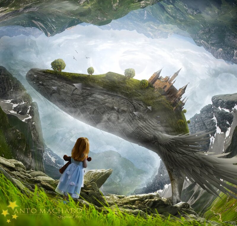 Girl Watching Whale Island