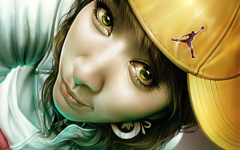 Girl Wearing Cap — Yellow