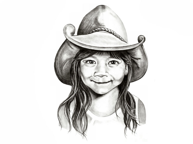 Girl Wearing Cowboy Hat — Black