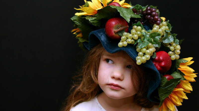 Girl Wearing Fruit Crown