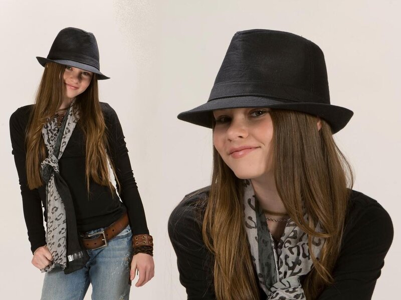 Girl Wearing Hat — Black