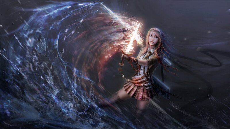 Girl Wielding Glowing Sword