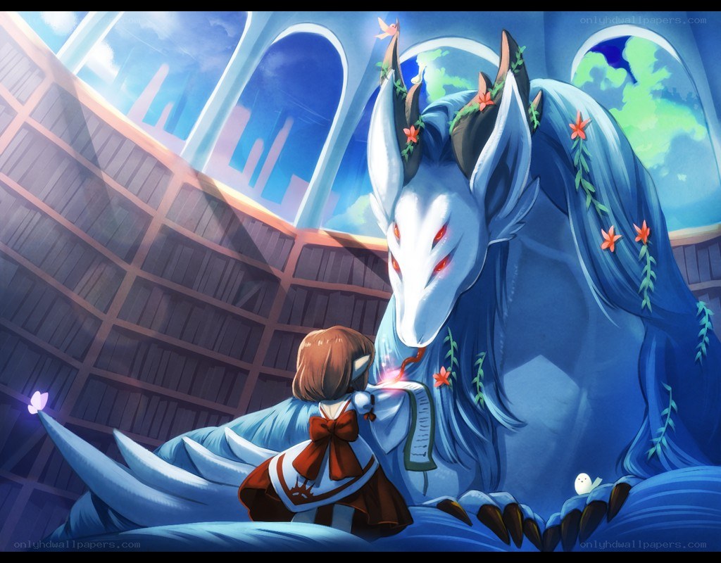 girl with a blue dragon