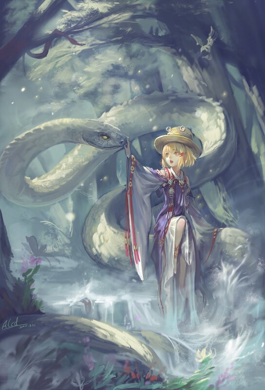 girl with a giant snake