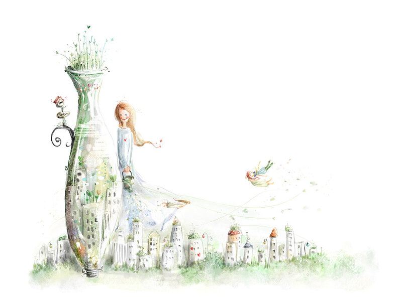 girl with a giant vase