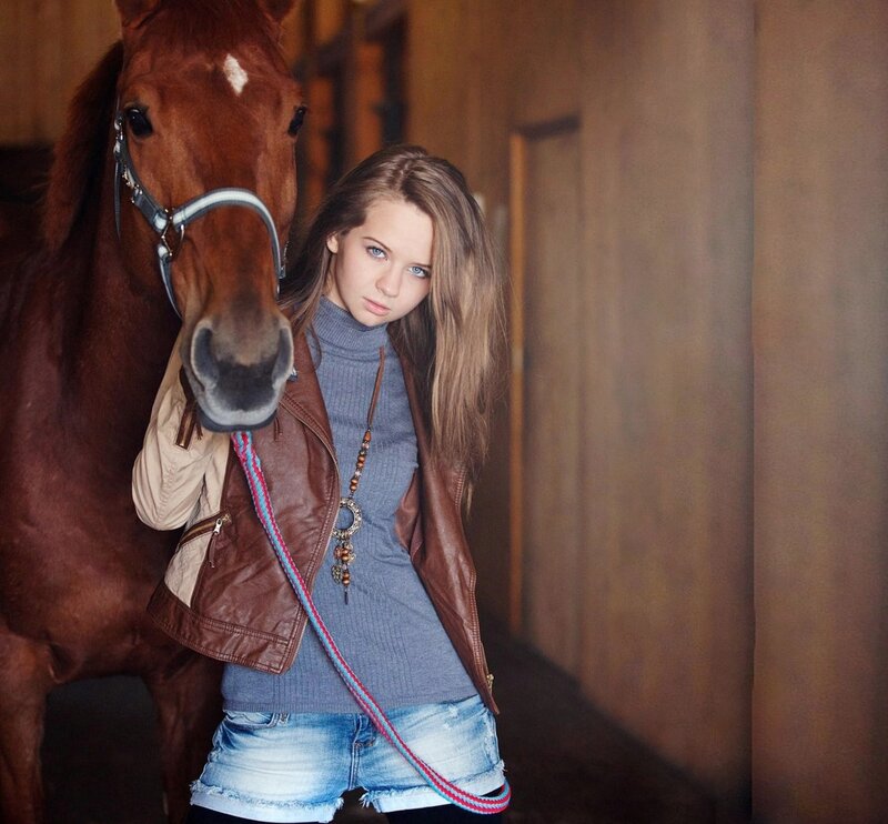 Girl with a Horse — Brown