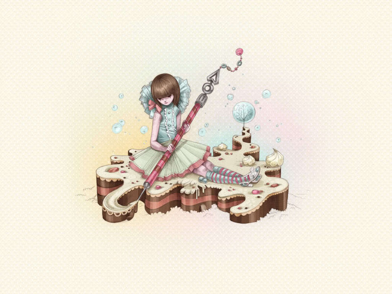 girl with a magical staff