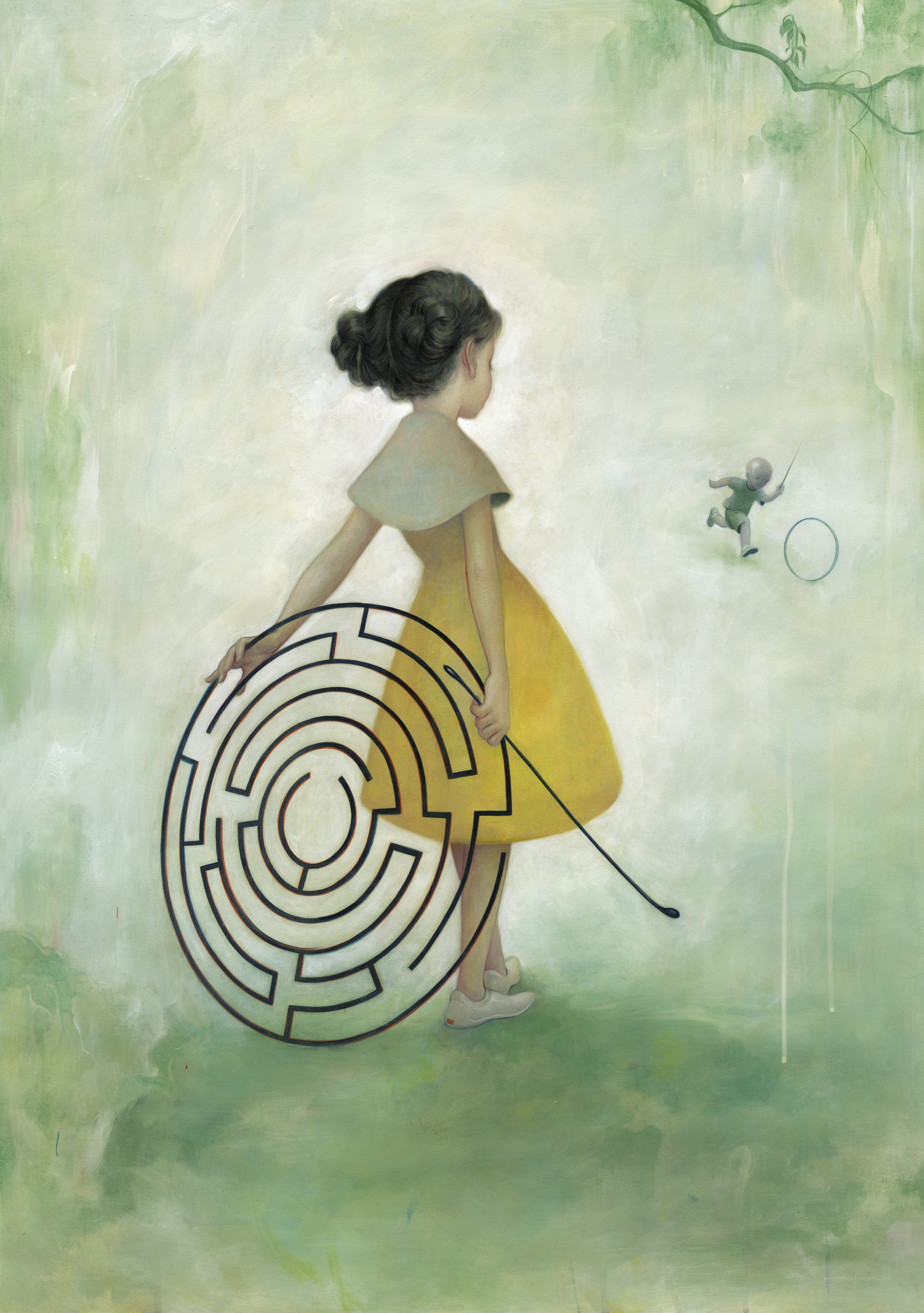 Girl with a maze shield