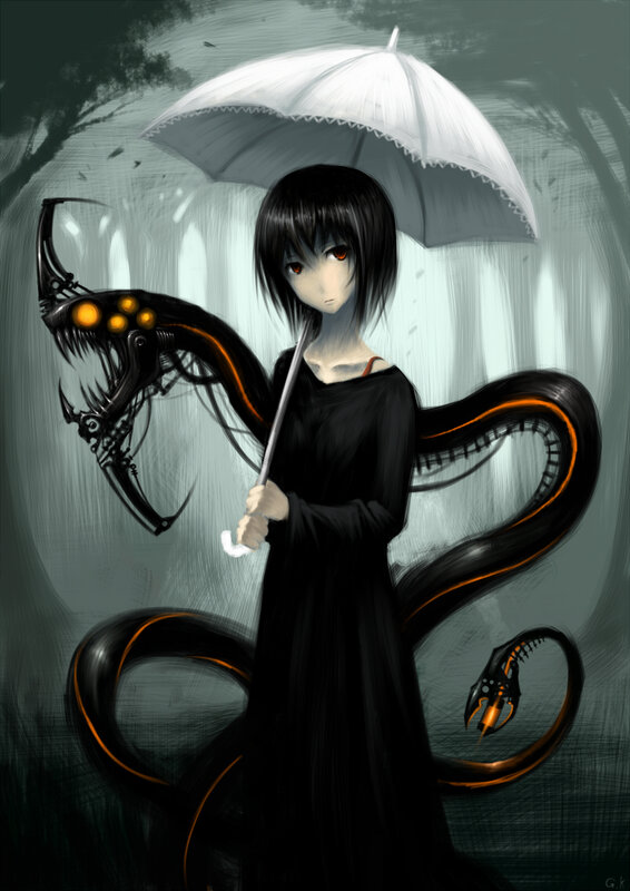 Girl with a mechanical snake