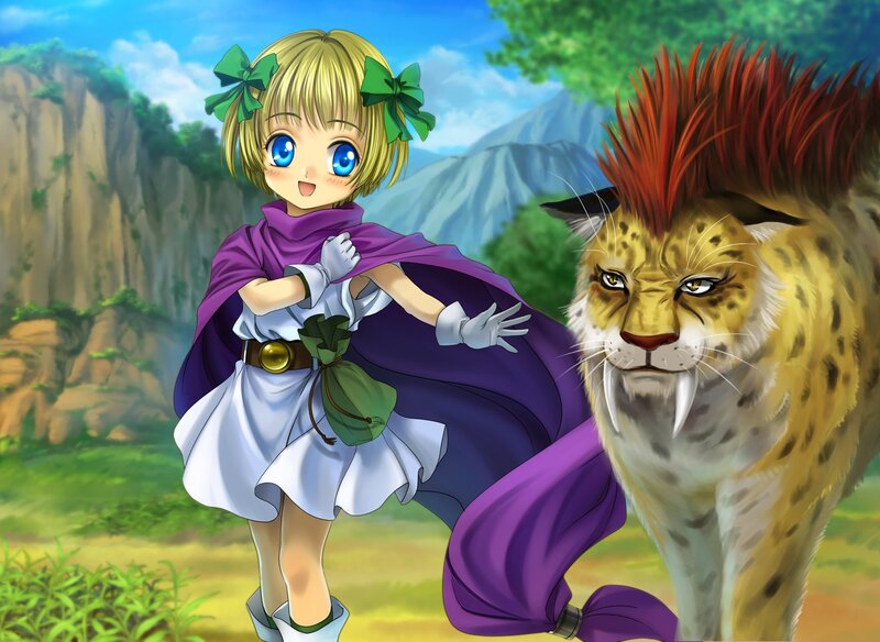 girl with a saber-toothed cat