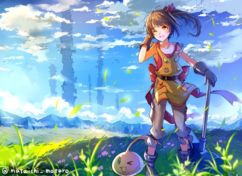 Girl with a Staff — Blue