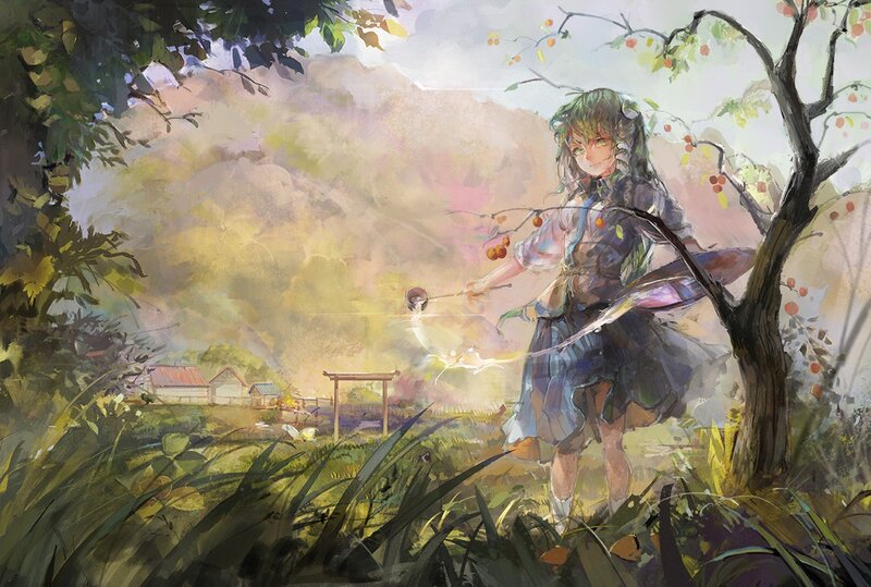 girl with a wand in a field