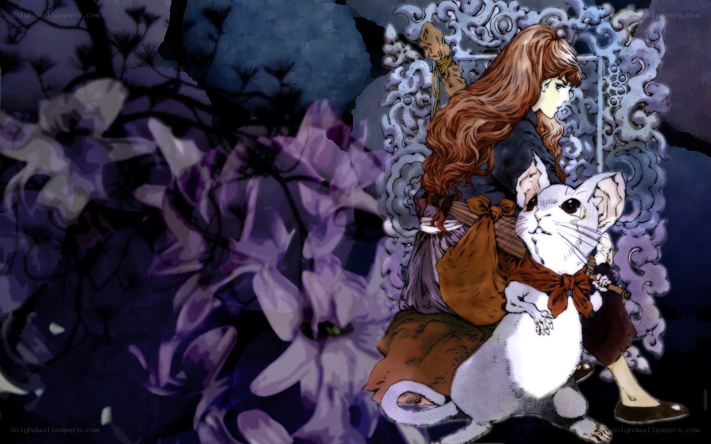 girl with a white cat