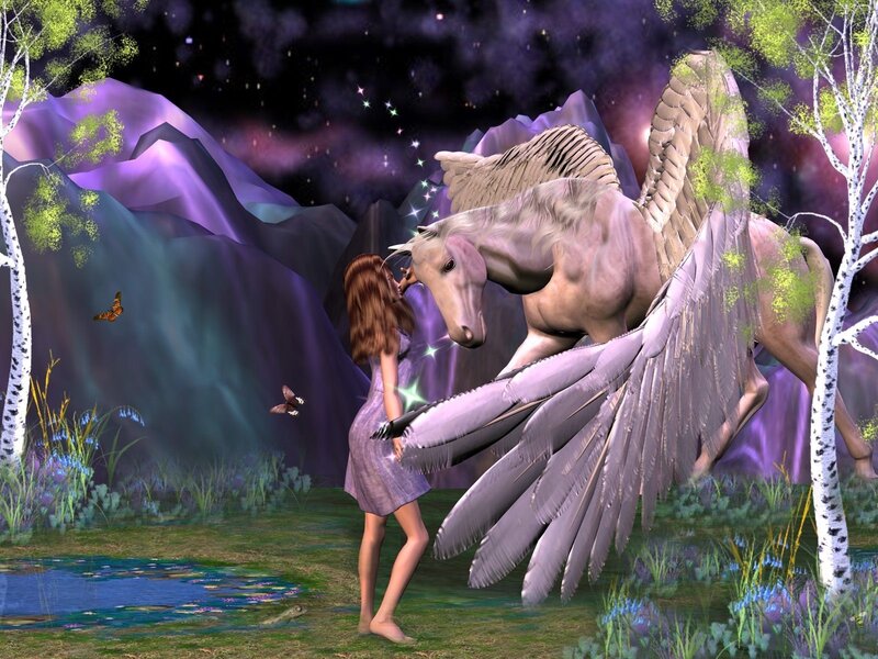 Girl with a winged horse