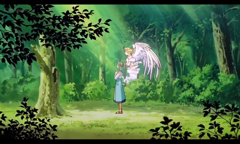 Girl with Angel in Forest