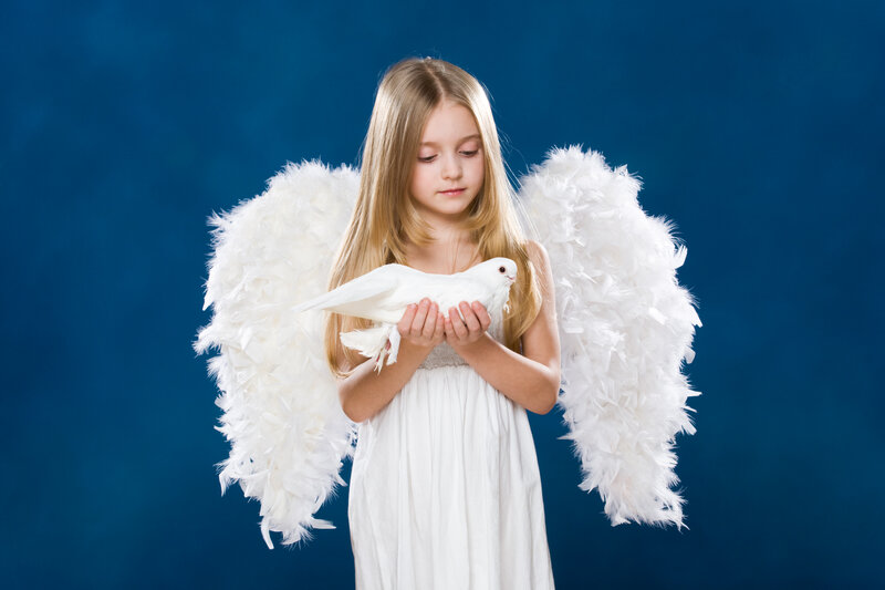 Girl with Angel Wings — Blue, Serene