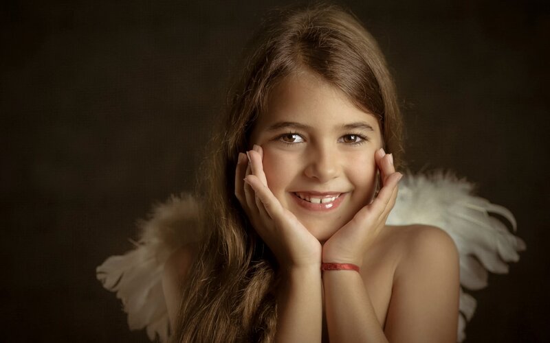 Girl with Angel Wings — Brown, Serene, Photograph