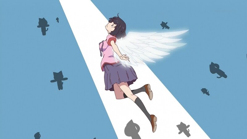 girl with angel wings flying