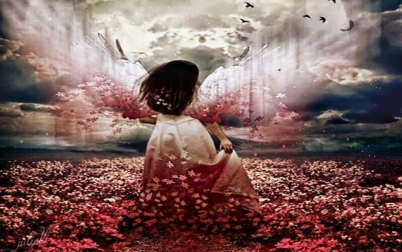 Girl with Angel Wings — Red