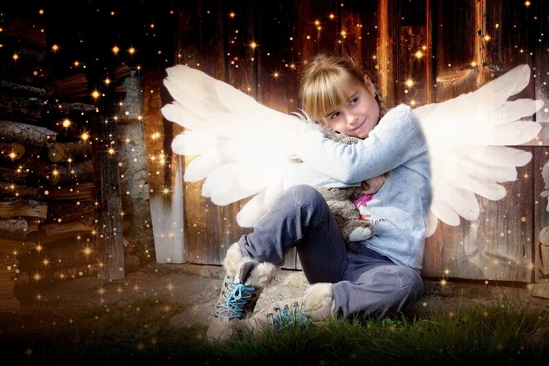 Girl with Angel Wings — White, Magical
