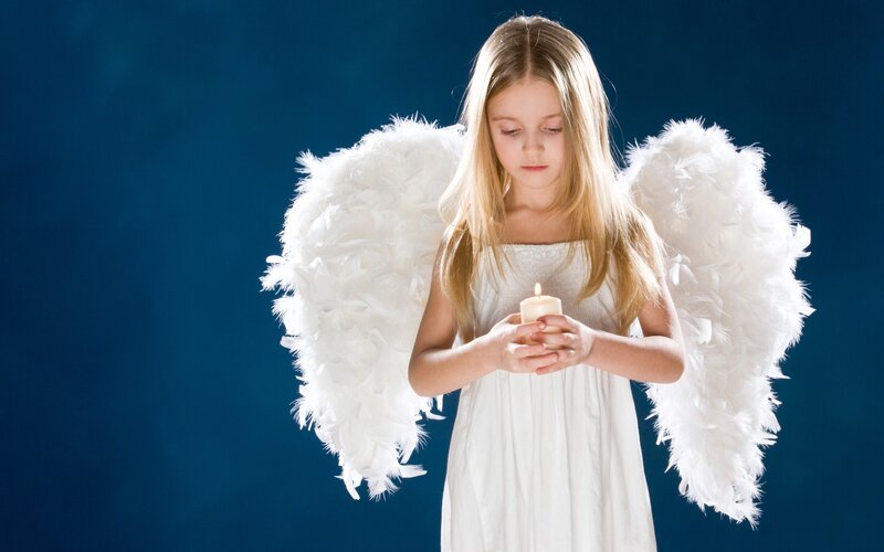 Girl with Angel Wings — White, Serene, Photograph