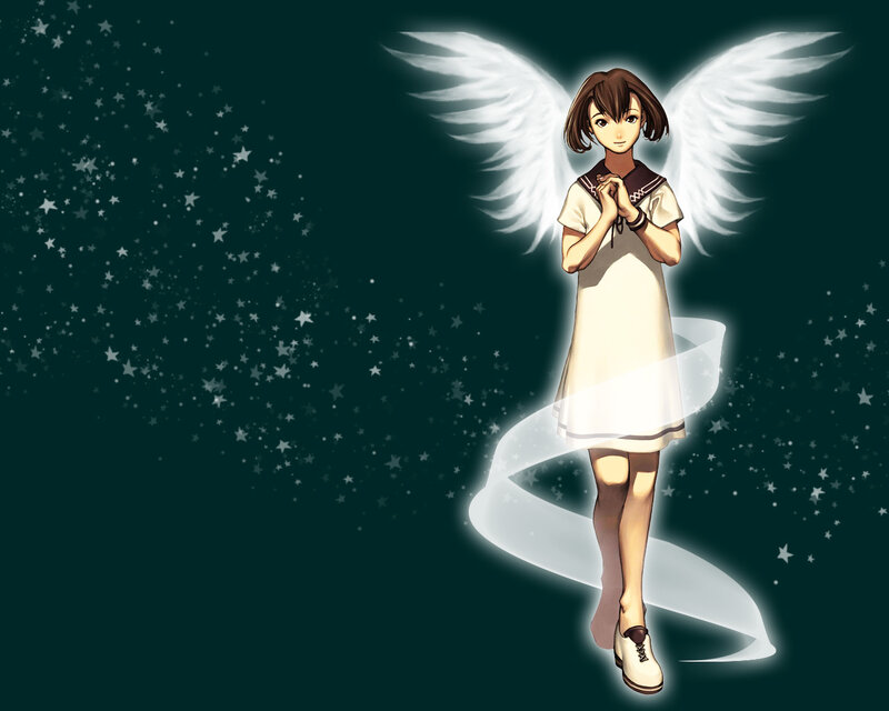Girl with Angel Wings — White