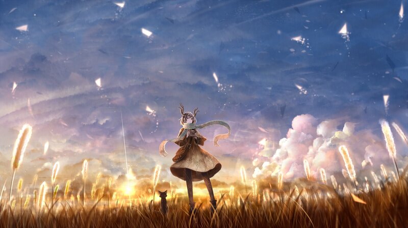 Girl with Antlers in Field