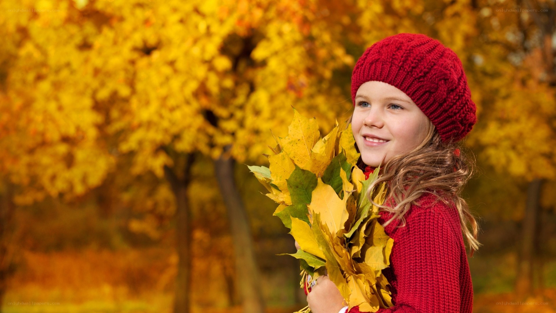 girl with autumn leaves