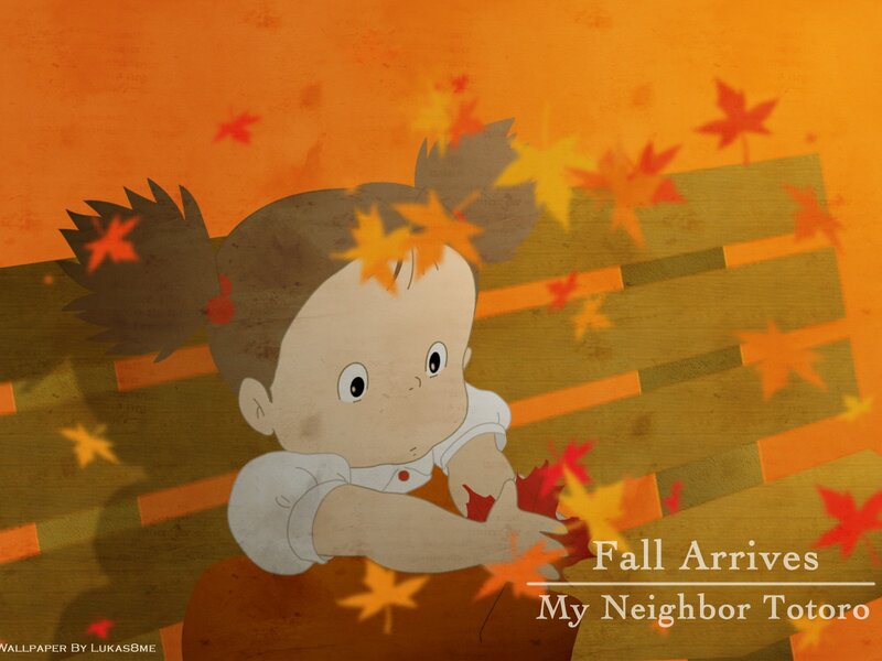 Girl with Autumn Leaves — Orange, Calm