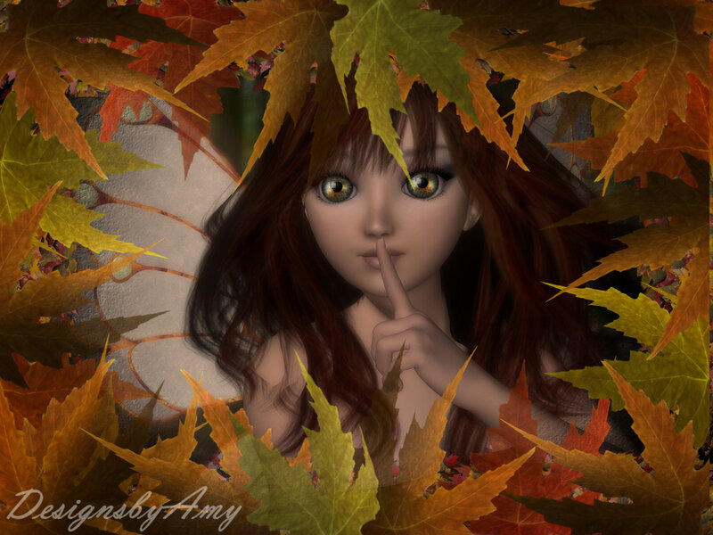 Girl with Autumn Leaves — Orange