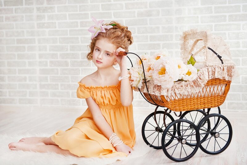 Girl with Baby Carriage