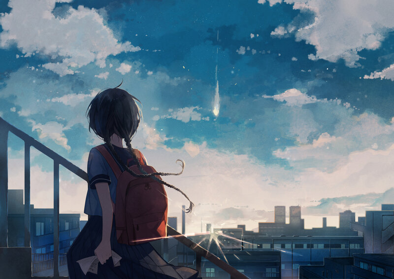 Girl with Backpack — Blue