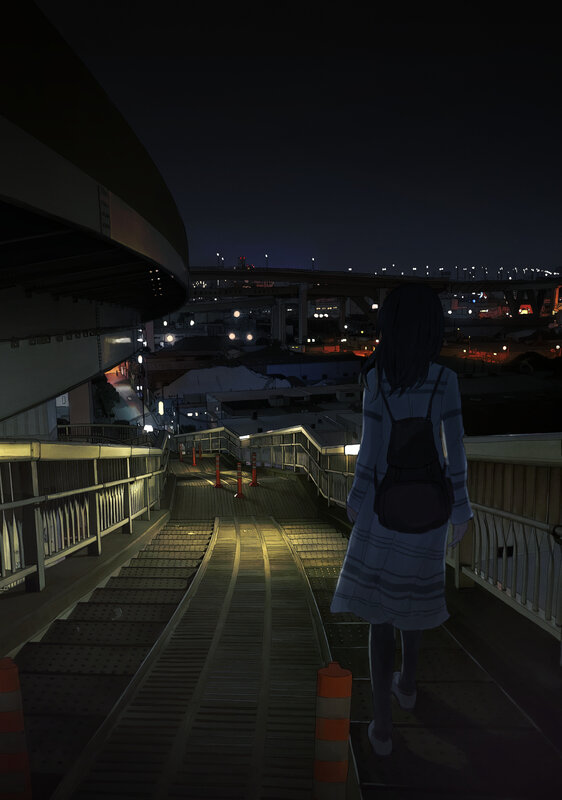 Girl with Backpack — Dark Blue